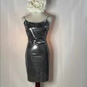 Dark Metal Grey Sequined Mini Dress XL